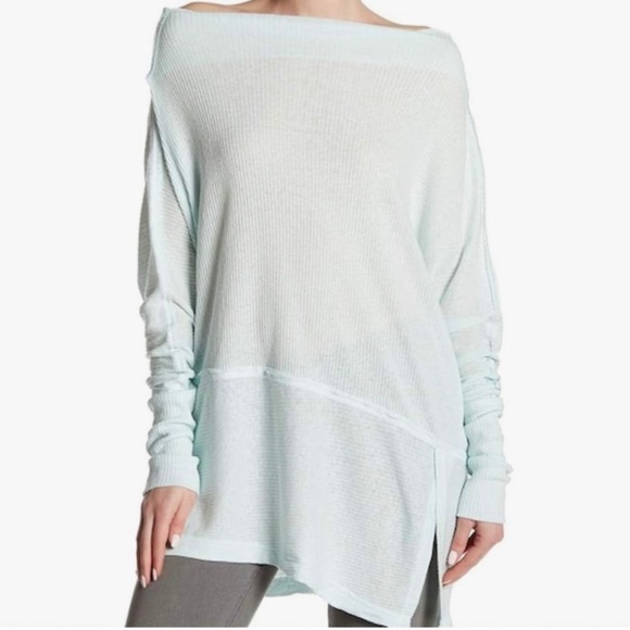 We The Free People Asymmetrical Mint Green Top - Picture 1 of 8